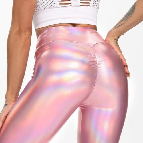 Laser Shiny Women Sport Leggings for Fitness Training High Waist Yoga Pants Y2k Fashion Elastic Sexy Gym Workout Sportwear 2021