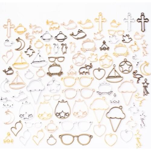 Hot sale Hollow pendant mixed antique silver bracelet necklace handmade jewelry making wholesale DIY accessories