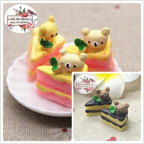 Bear cake 10PCS 18x12mm Resin Flatback Cabochon Miniature Food Art Supply Decoration Charm Craft