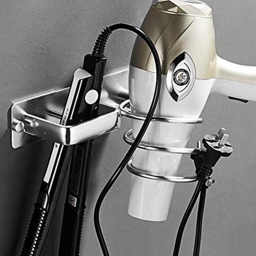 Wall Mounted Stainless Steel Hair Dryer Rack Anti-rust Hair Dryer Rack Stand Shelf Household Bathroom Holder Hairdryer Racks