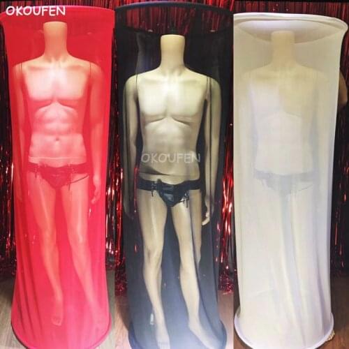 New nightclub bar men and women novelty fluorescent stage costumes elastic fluorescence mesh sexy perspective party costume