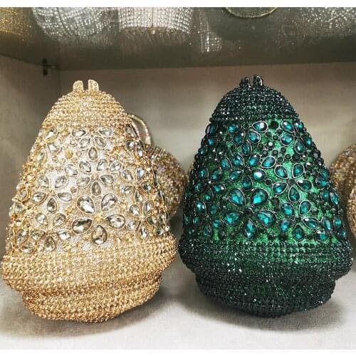 XIYUAN New Arrival Green/Gold Rhinestone Women Clutch Bags Evening Diamond Clutches Party Purse Luxury Ladies Wedding Phone Case