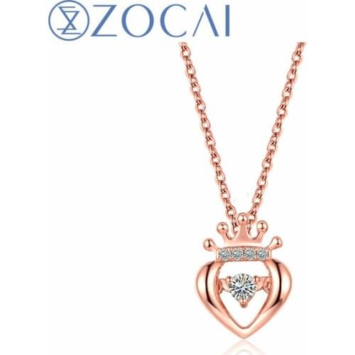 ZOCAI New Design Diamond Necklace Real Certificate 0.07 CT Diamond 18K Gold(AU750) Pendant with 925 Silver Chain Necklace D06494
