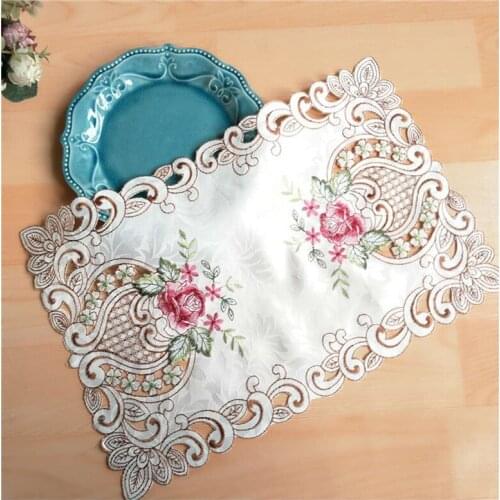 NEW embroidery place table mat cloth lace pad pot cup mug holder doilies drink coaster Christmas placemat kitchen Tableware