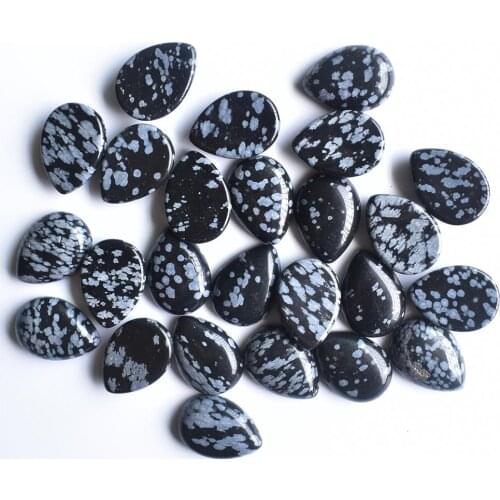 Wholesale 50pcs/lot 13x18mm natural black snowflake drop CABOCHON CAB teardrop stone Beads for jewelry making beads free