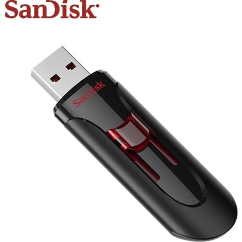 Original SanDisk Cruzer Glide USB 3.0 Flash Drive 16GB 32GB 64GB 128GB Black Retractable Pendrive Storage Disk For Computer