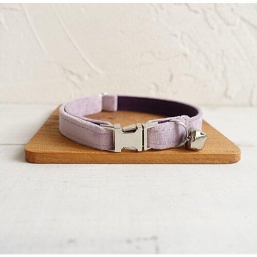 Pet Small Dog Collar THE VIOLET Purple Adjustable Cat Nameplate ID 2 Sizes Poly Satin And Nylon Cat Collar Sash Small Bell
