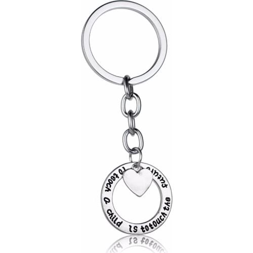 Love Heart Teachers Gifts Keyring To Teach A Child Is To Touch The Future Keychain School Xmas Party Key Chains Rings Souvenir