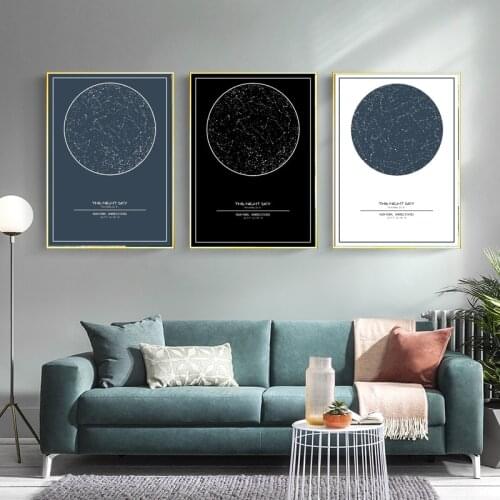 Valentines Day Gift Real Gold Foil Night Sky Print Framed Custom Star Map Constellation Personalized Poster Couples Night We Met