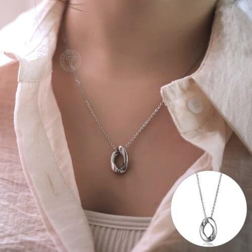 Simple Chic Cuban Pendant Necklace For Women Silver Color Stainless Steel Rolo Link Chain Adjustable Minimalist Collar DN287