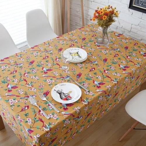 Japanese Style Flowers and birds Rectangular tablecloth Cotton and hemp Wedding decoration Shooting background cloth