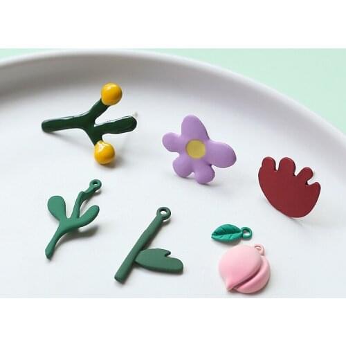 10pcs Cute graffiti branches spray paint flowers Stud Earrings For Women 2020 diy Fashion jewelry earrings accessories materials