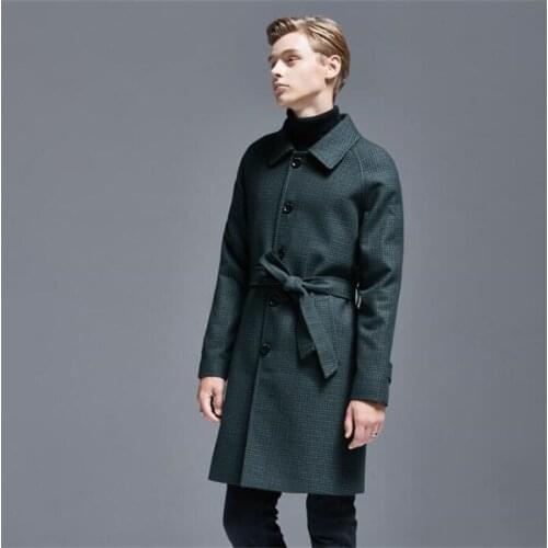 Woolen coats mens mid-length retro business casual jacket for young winter new slim clothes пальто мужское veste homme