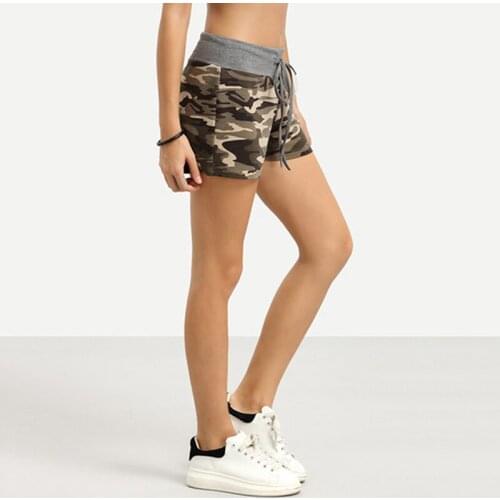 Summer New Female Fashion Camouflage Print Shorts Women Cotton Casual Lace Up Camo Cargo Shorts Army Military Hot Shorts