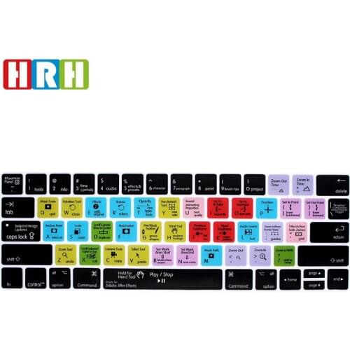 HRH Adobe After Effects Hotkey Shortcut Silicone Keyboard Cover Protector Skin for Mac Pro 13"15 A1989 A1990 A1706 A1707 A2159