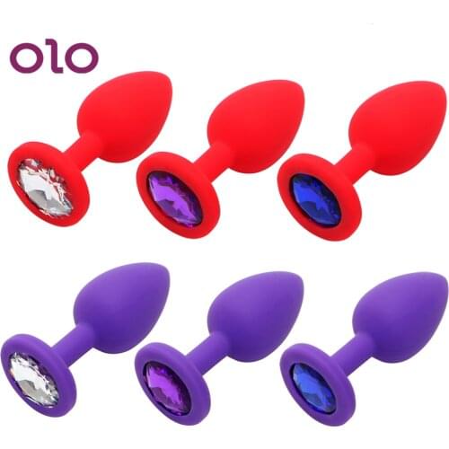 OLO Silicone Prostate Massager Anal Plug Colorful Crystal Jewelry Rhinestone Butt Plug for Beginner Sex Toys for Men Women