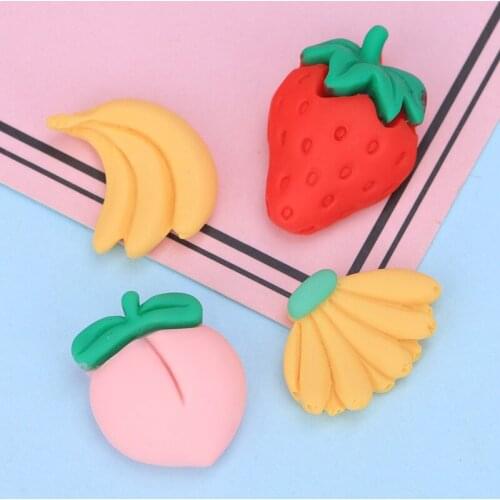 20Pcs Cute Banana Strawberry Flat back Resin Cabochon Fake Food Play Scrapbooking Fit Phone Case Decoration DIY Accessories
