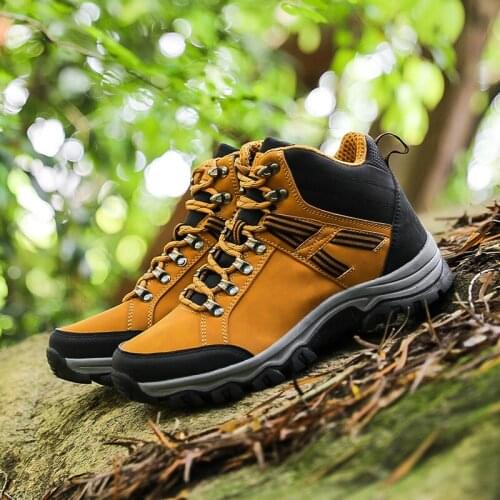 High Top Mens Hinking Shoes PU Leather Waterproof Trail Trekking Mountain Climbing Shoes Size 39-47 Rubber Platform Sport Shoes