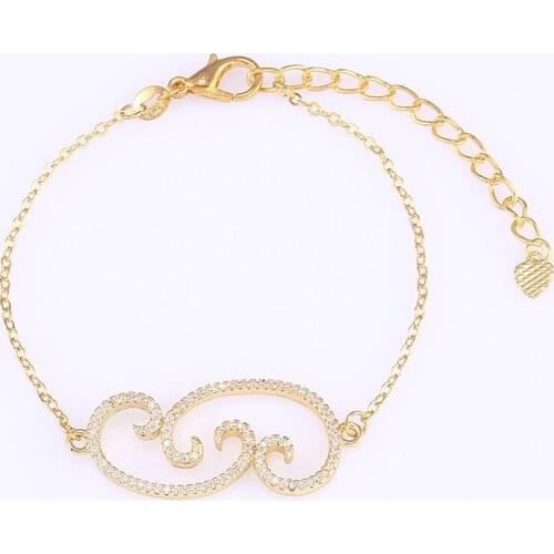 Juya Simple Design Gold/Rose Gold Colors Geometric Connector Micro Pave Zircon Charm Bracelet&Bangle Fit Women Jewelry Making