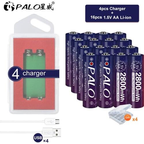 Palo 1-16pcs 1.5V AA Rechargeable Battery 1.5V Li-ion Lithium Polymer Pre-charged AA 2A Battery Constant Voltage for Toys Camera