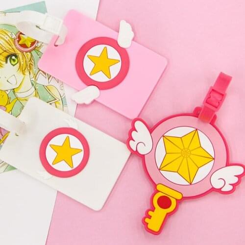 1pc Cute Anime Card Captor Sakura PVC Pendant Travel Luggage Tag Boarding Pass Cartoon Bus Card Cover Action Figure Toys Gift