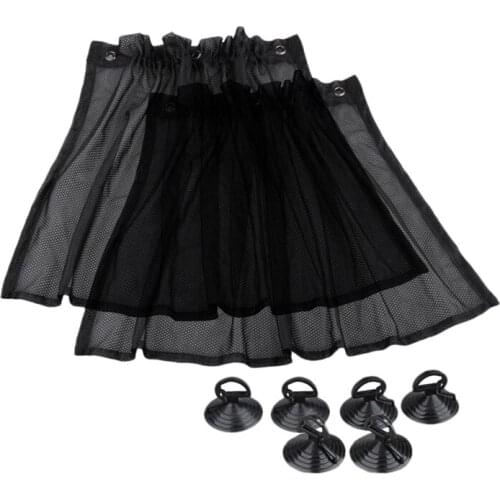 2Pcs Car Sun Shade Protection Window Curtain with Suction Cup Black Universal Car Sunshade Sunscreen Block Curtain