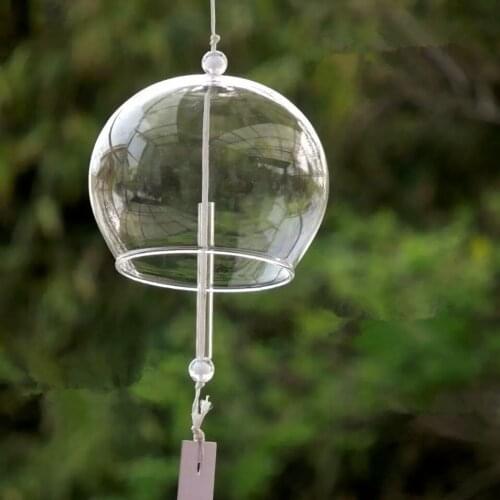 2pcs/pack 7*6cm Japan Style Transparent Glass Windchime Home Decorative Praying Hanging Bell Birthday Friend Gift Handmade