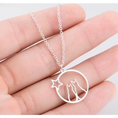 36PC Women Fashion Hollow Tiny Star Necklace Simple Cute Animal Pendant Moon Cats Necklace Collier Female Gifts Accessories Hot