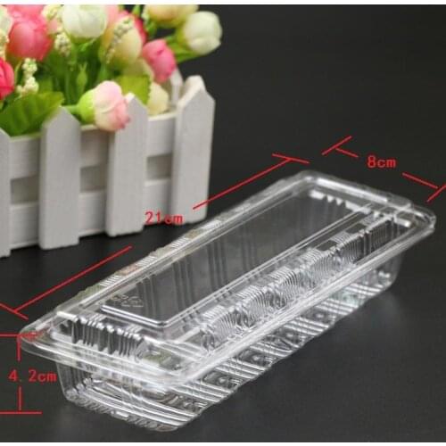 400pcs 21cm*8cm*4cm Long plastic boxes of disposable plastic transparent lunch boxes packing boxes sushi egg tarts box SN1775