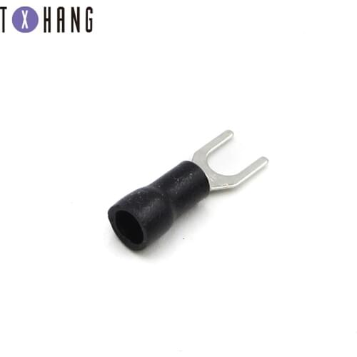 50pcs SV1.25-4S 22-16AWG Insulated Spade Terminal Block Connector Electrical Furcate Lug Crimp Cable Wire Forked End Insulation