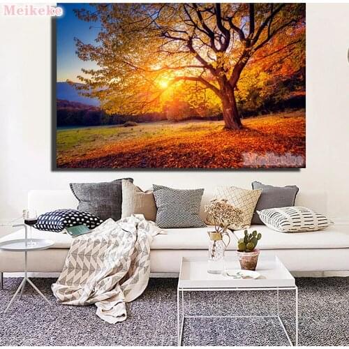5D Diamond Painting Embroidery Autumn Tree Plant Landscape DIY Mosaic Art Cross Stitch Gift European Home Decoration