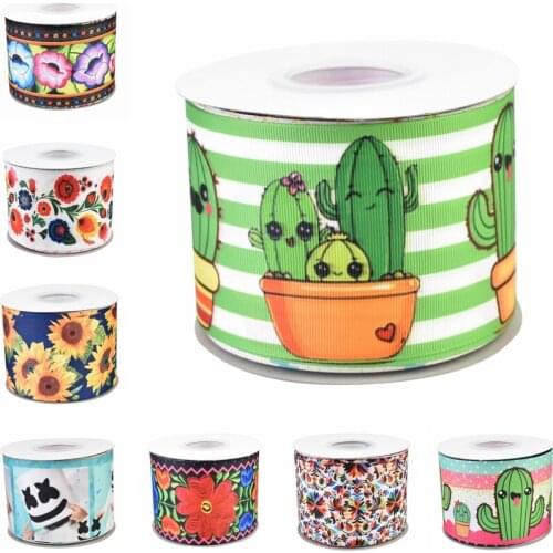 9 16 22 25 38 50 75mm heat transfer printed floral flower grosgrain ribbon welcome custom printed wholesale