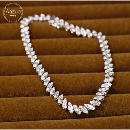 Aazuo Real 18K White Gold Real Diamonds 2.4ct Luxury Egg Shape Bracelet For Woman Upscale Trendy Wedding Engagement Party Au750