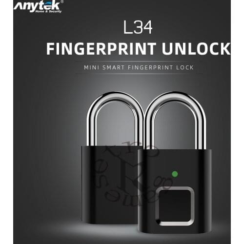 Anytek USB Rechargeable L34 Long time Standby Smart Keyless Fingerprint Lock Anti-Theft Security Padlock Door Luggage Padlock