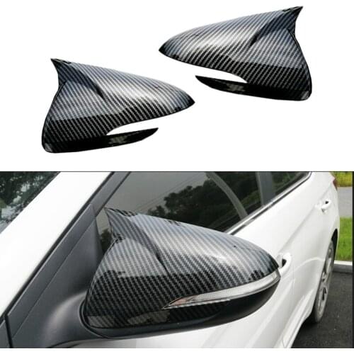 Beler 2Pcs Carbon Fiber Style Side Door Mirror Cover Trim Fit for Hyundai Elantra 2016-2019