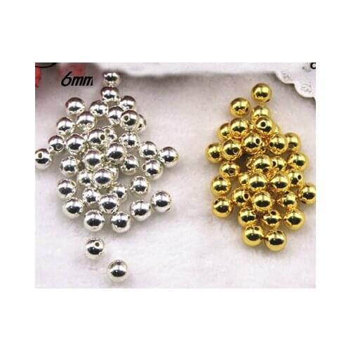 Free Shipping 500pcs 6mm Dia. Color Silver And Gold Round Pearl Imitation Plastic Pearl Beads For You To DIY Women Jewelry