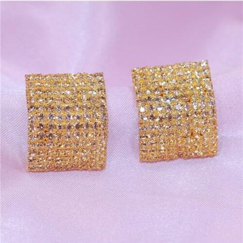 Free Shipping Fashion Silver Crystal Rhinestone Geometric Round Earrings For Women Beautiful Jewelry romantic wedding earrings