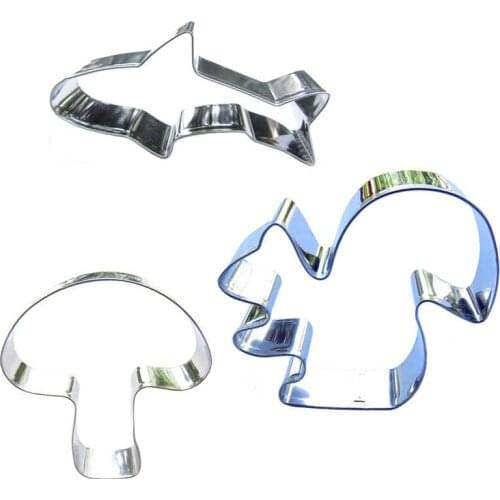 Mushroom, Squirrel, Freshwater fish shape 3 piece biscuit cutting molds, baking tools, cake decorating soft candy tools