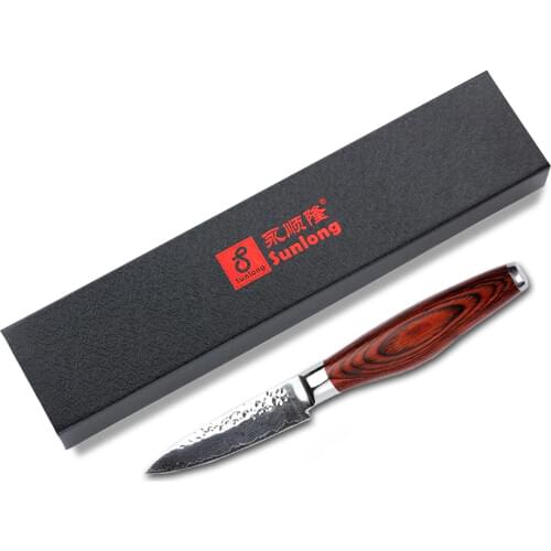 Sunlong Fruit Knife 3.5inch Paring knife Japanese vg10 Damascus steel Peeling Knives Pakkawooden handle
