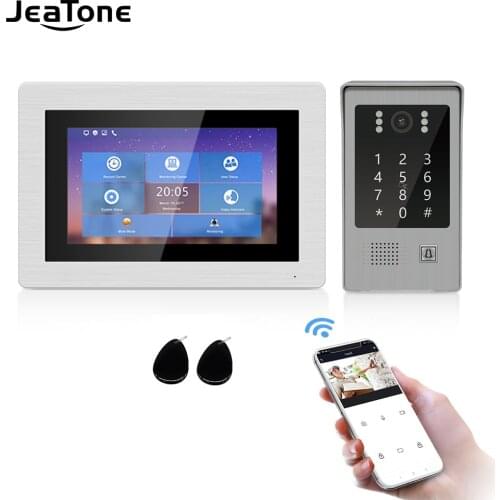 JeaTone WiFi IP Video Door Phone Video Intercom 7'' Touch Screen 960P Remote Unlock Code Keypad RFIC Card Access Control System