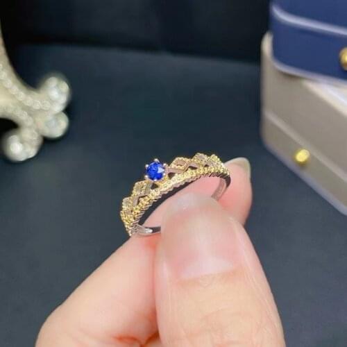 Genuine Natural Sri Lanka Sapphire S925 Sterling Silver Ring Birthstone Ring Ladies Blue Gemstone Fashion Pop Ring