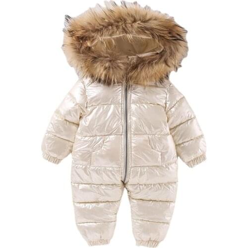 Winter Thick Warm Infant Baby Jumpsuit Hooded Inside Fleece Boy Girl Winter Autumn Overalls Children Outerwear Kids 1-5 Year