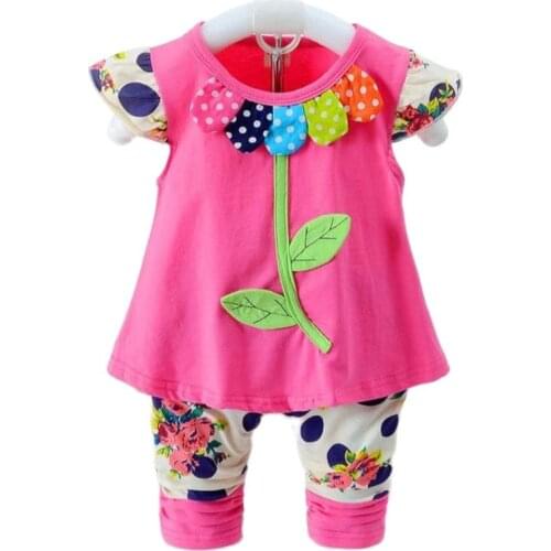 Girl clothing sets 2017 summer Fashion Style children clothes sets cotton t-shirt+pants suit Clothes short sleeves sport suits