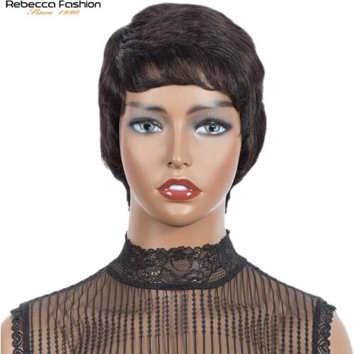 Rebecca Short Cut Wig Short Straight Hair Wig Human Hair Wigs For Women Brazilian Remy Hair Wig Full Mechanism Made Pixie Wigs
