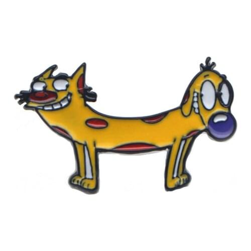 LT325 Cat and Dog Enamel Pin Movie Brooches Bag Lapel Pin Cartoon Holiday Badge Jewelry Gift for Kids Friends