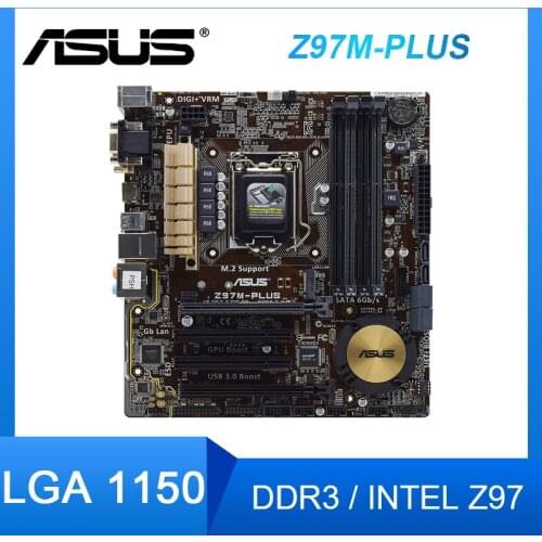 ASUS Z97M-PLUS Motherboard LGA 1150 DDR3 PCI-E 3.0 M.2 USB3.0 support Core i34160T Xeon E3-1245 V3 Intel Z97 Micro ATX Placa-mãe