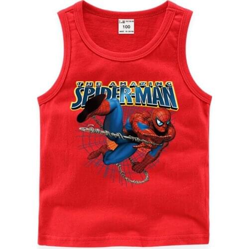 Marvel Tank Top Spiderman Kid Boys Shirt Cotton Summer Sleeveless Tank Top Cartoons Top Mens Tank Top Fashion Gym Clothing Men