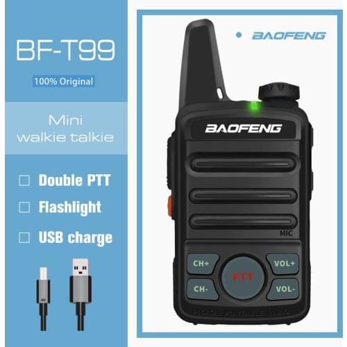 2020 Baofeng BF-T99 Mini Walkie-talkie Kids Handheld UHF Two Way Radio USB Charge Upgraded BF-T1Ham Radio Station FM Transceiver