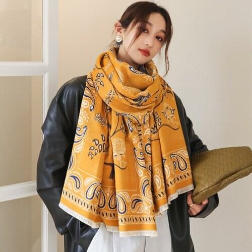 Fashion Imitation Cashmere Women Vintage Double sided Print Scarf Winter Warm Shawl Long Wrap Casual Sweet Female Thick Blanket