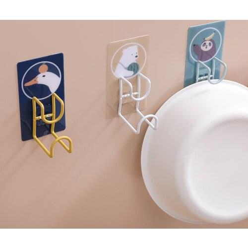 Cartoon Perforated Storage Rack Bathroom Kitchen Wall Towel Rack Bathroom Holder Home Storage
